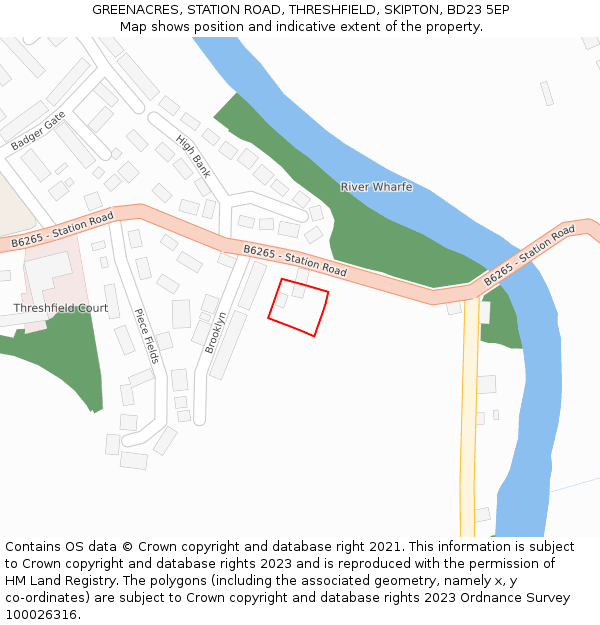 GREENACRES, STATION ROAD, THRESHFIELD, SKIPTON, BD23 5EP: Location map and indicative extent of plot