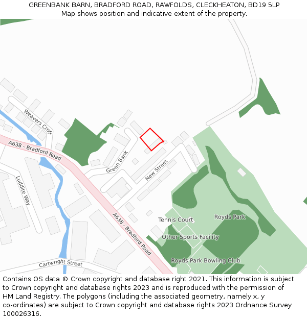 GREENBANK BARN, BRADFORD ROAD, RAWFOLDS, CLECKHEATON, BD19 5LP: Location map and indicative extent of plot