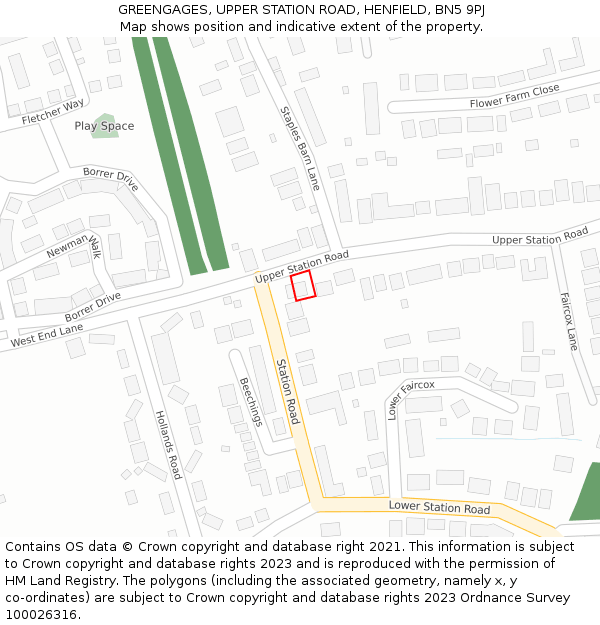 GREENGAGES, UPPER STATION ROAD, HENFIELD, BN5 9PJ: Location map and indicative extent of plot