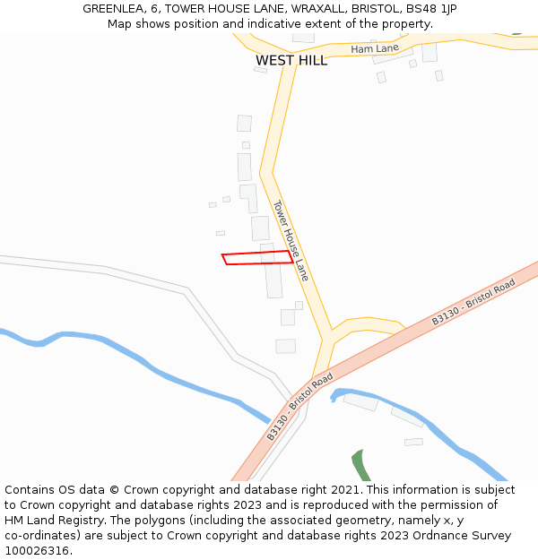 GREENLEA, 6, TOWER HOUSE LANE, WRAXALL, BRISTOL, BS48 1JP: Location map and indicative extent of plot