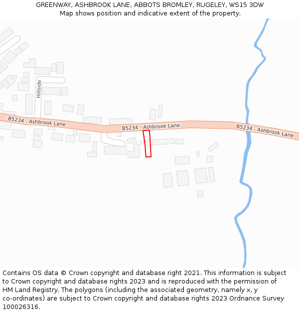 GREENWAY, ASHBROOK LANE, ABBOTS BROMLEY, RUGELEY, WS15 3DW: Location map and indicative extent of plot