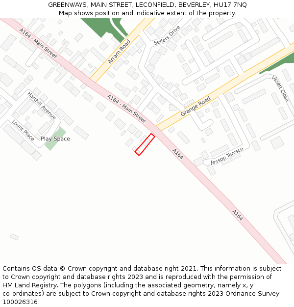 GREENWAYS, MAIN STREET, LECONFIELD, BEVERLEY, HU17 7NQ: Location map and indicative extent of plot