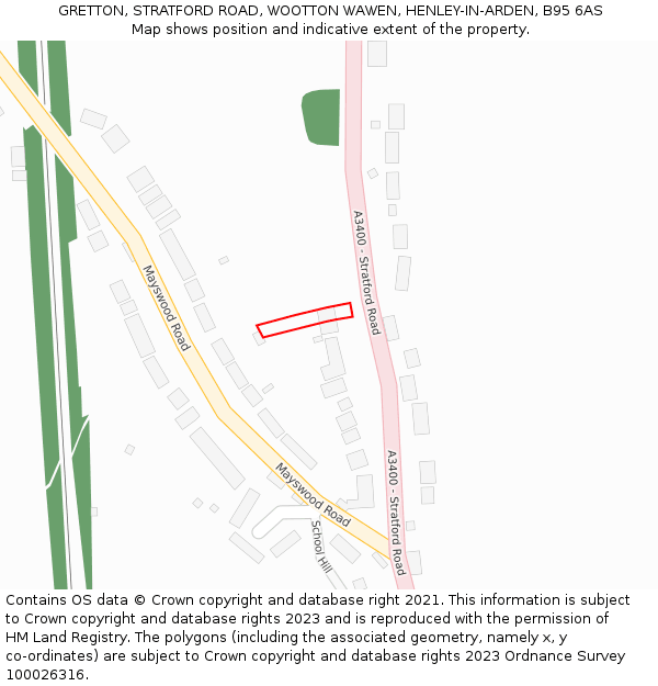 GRETTON, STRATFORD ROAD, WOOTTON WAWEN, HENLEY-IN-ARDEN, B95 6AS: Location map and indicative extent of plot