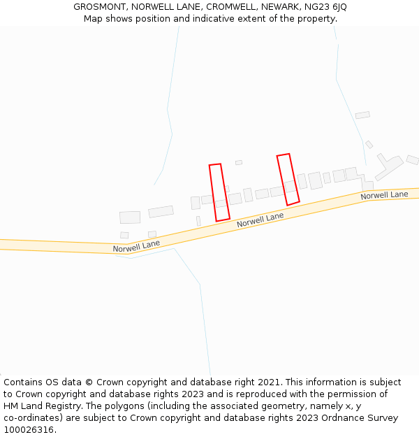 GROSMONT, NORWELL LANE, CROMWELL, NEWARK, NG23 6JQ: Location map and indicative extent of plot