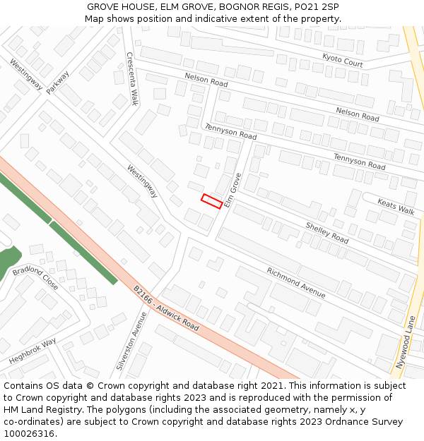 GROVE HOUSE, ELM GROVE, BOGNOR REGIS, PO21 2SP: Location map and indicative extent of plot