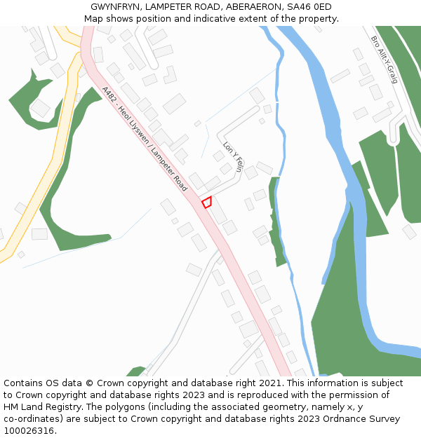 GWYNFRYN, LAMPETER ROAD, ABERAERON, SA46 0ED: Location map and indicative extent of plot