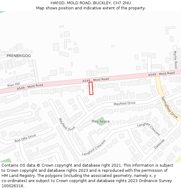 HAFOD, MOLD ROAD, BUCKLEY, CH7 2NU: Location map and indicative extent of plot