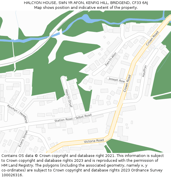 HALCYON HOUSE, SWN YR AFON, KENFIG HILL, BRIDGEND, CF33 6AJ: Location map and indicative extent of plot