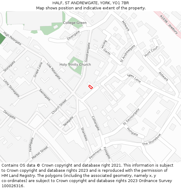 HALF, ST ANDREWGATE, YORK, YO1 7BR: Location map and indicative extent of plot