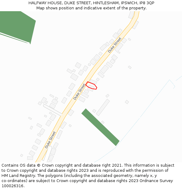 HALFWAY HOUSE, DUKE STREET, HINTLESHAM, IPSWICH, IP8 3QP: Location map and indicative extent of plot