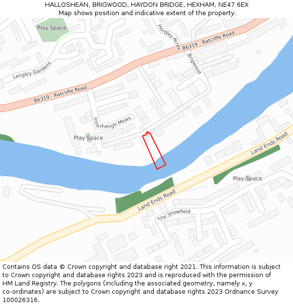 HALLOSHEAN, BRIGWOOD, HAYDON BRIDGE, HEXHAM, NE47 6EX: Location map and indicative extent of plot