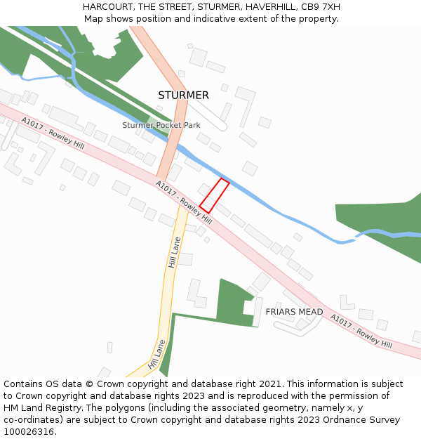 HARCOURT, THE STREET, STURMER, HAVERHILL, CB9 7XH: Location map and indicative extent of plot