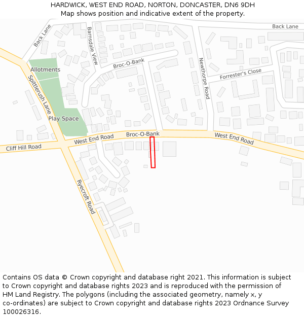 HARDWICK, WEST END ROAD, NORTON, DONCASTER, DN6 9DH: Location map and indicative extent of plot