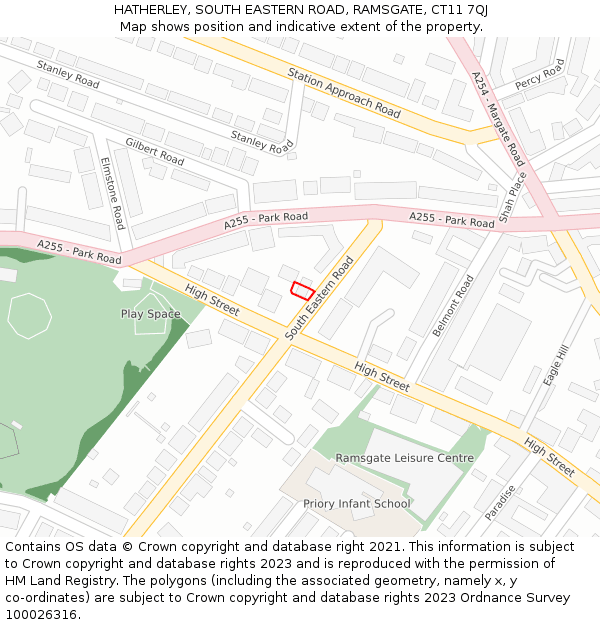 HATHERLEY, SOUTH EASTERN ROAD, RAMSGATE, CT11 7QJ: Location map and indicative extent of plot