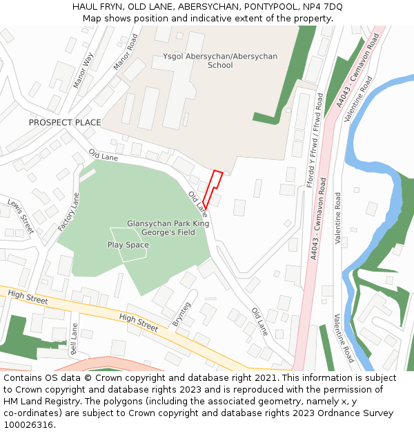 HAUL FRYN, OLD LANE, ABERSYCHAN, PONTYPOOL, NP4 7DQ: Location map and indicative extent of plot