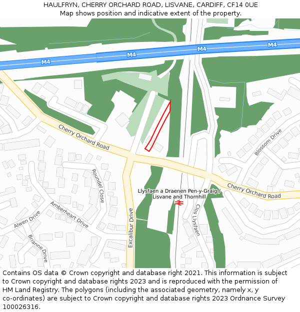 HAULFRYN, CHERRY ORCHARD ROAD, LISVANE, CARDIFF, CF14 0UE: Location map and indicative extent of plot