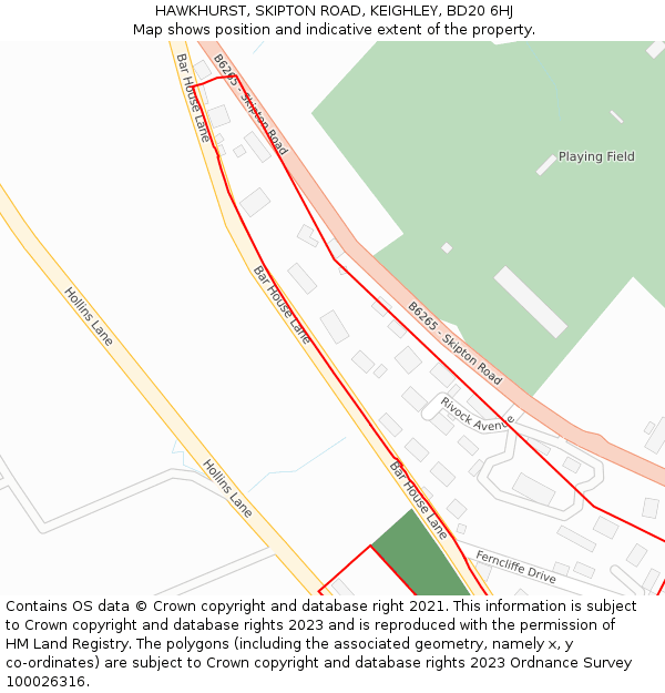 HAWKHURST, SKIPTON ROAD, KEIGHLEY, BD20 6HJ: Location map and indicative extent of plot