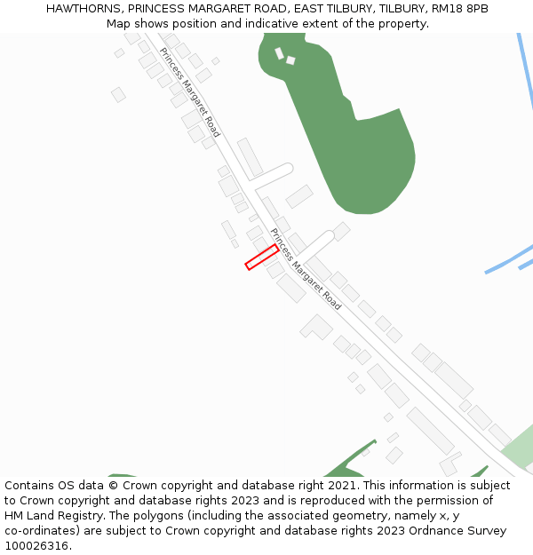 HAWTHORNS, PRINCESS MARGARET ROAD, EAST TILBURY, TILBURY, RM18 8PB: Location map and indicative extent of plot