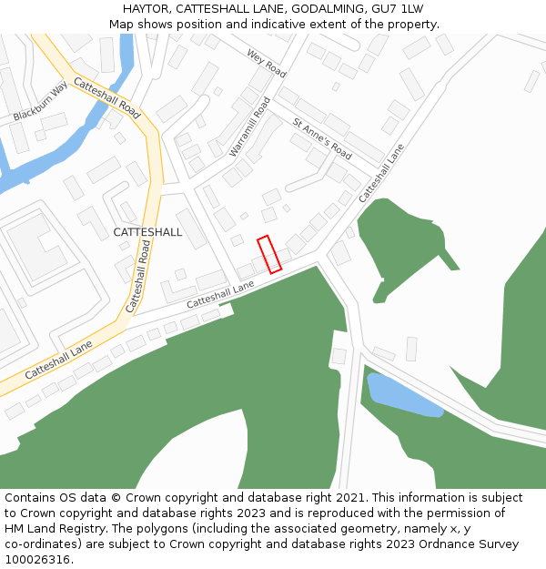 HAYTOR, CATTESHALL LANE, GODALMING, GU7 1LW: Location map and indicative extent of plot