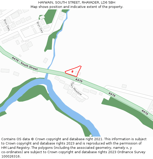HAYWAIN, SOUTH STREET, RHAYADER, LD6 5BH: Location map and indicative extent of plot