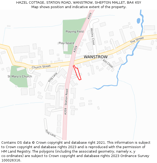 HAZEL COTTAGE, STATION ROAD, WANSTROW, SHEPTON MALLET, BA4 4SY: Location map and indicative extent of plot