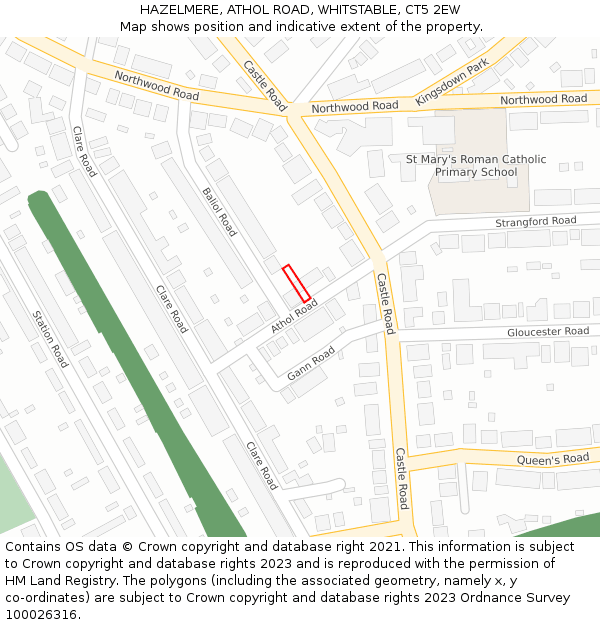 HAZELMERE, ATHOL ROAD, WHITSTABLE, CT5 2EW: Location map and indicative extent of plot