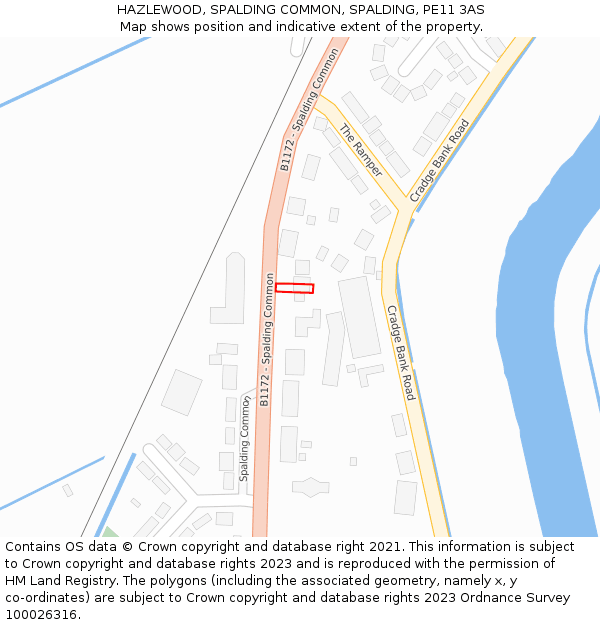 HAZLEWOOD, SPALDING COMMON, SPALDING, PE11 3AS: Location map and indicative extent of plot