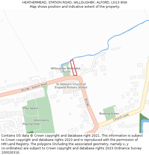 HEATHERMEAD, STATION ROAD, WILLOUGHBY, ALFORD, LN13 9NA: Location map and indicative extent of plot