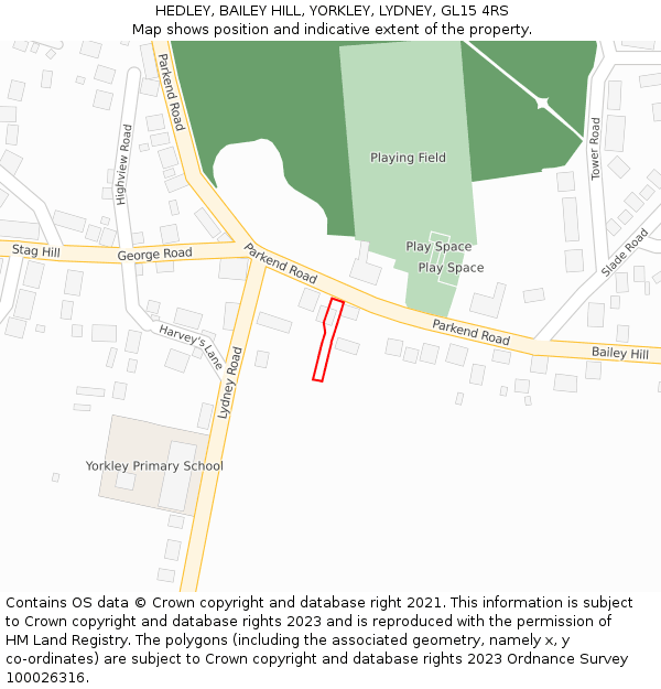 HEDLEY, BAILEY HILL, YORKLEY, LYDNEY, GL15 4RS: Location map and indicative extent of plot