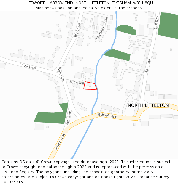 HEDWORTH, ARROW END, NORTH LITTLETON, EVESHAM, WR11 8QU: Location map and indicative extent of plot