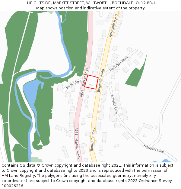 HEIGHTSIDE, MARKET STREET, WHITWORTH, ROCHDALE, OL12 8RU: Location map and indicative extent of plot