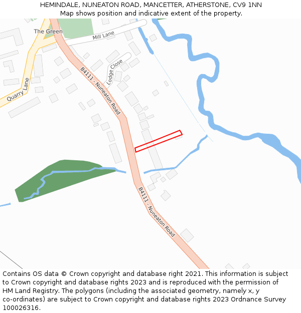 HEMINDALE, NUNEATON ROAD, MANCETTER, ATHERSTONE, CV9 1NN: Location map and indicative extent of plot