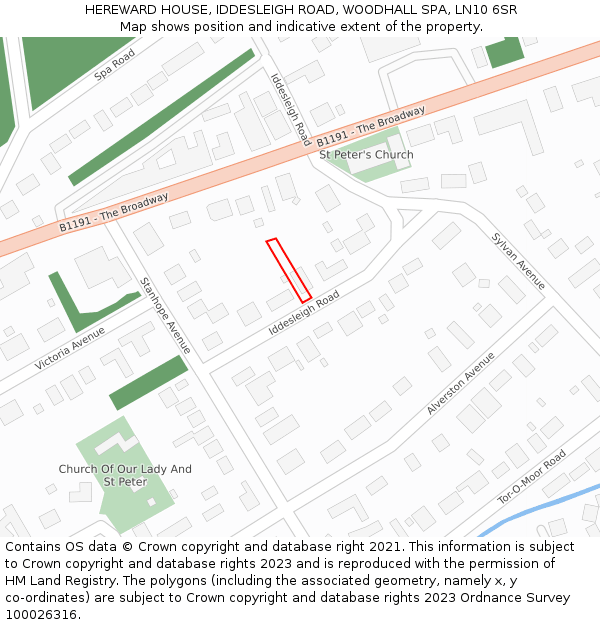 HEREWARD HOUSE, IDDESLEIGH ROAD, WOODHALL SPA, LN10 6SR: Location map and indicative extent of plot