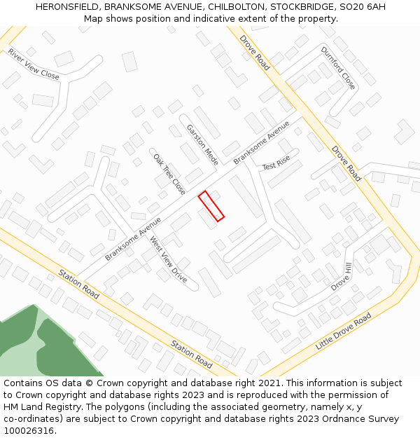 HERONSFIELD, BRANKSOME AVENUE, CHILBOLTON, STOCKBRIDGE, SO20 6AH: Location map and indicative extent of plot