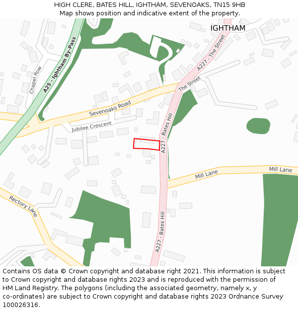 HIGH CLERE, BATES HILL, IGHTHAM, SEVENOAKS, TN15 9HB: Location map and indicative extent of plot