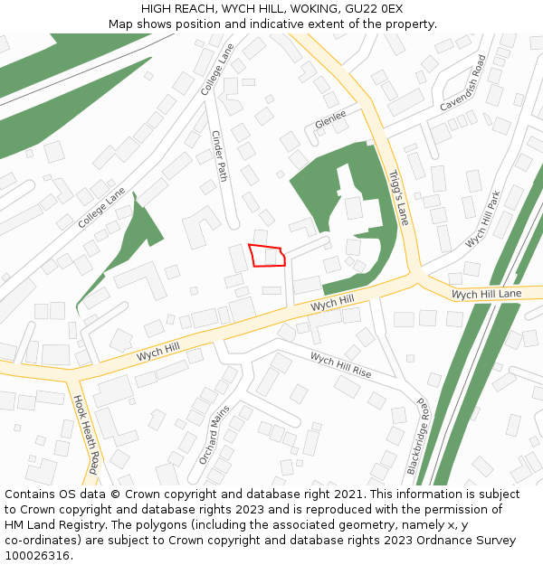 HIGH REACH, WYCH HILL, WOKING, GU22 0EX: Location map and indicative extent of plot