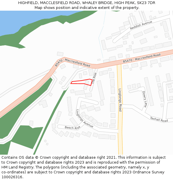 HIGHFIELD, MACCLESFIELD ROAD, WHALEY BRIDGE, HIGH PEAK, SK23 7DR: Location map and indicative extent of plot