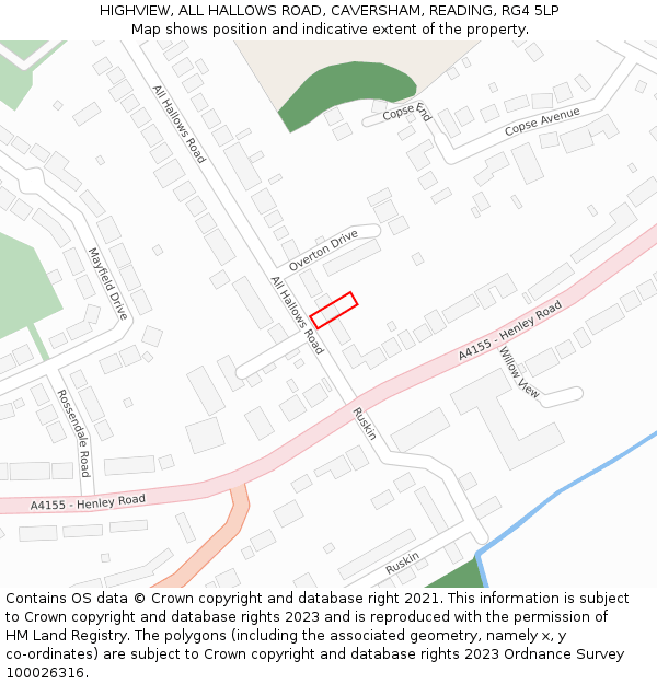 HIGHVIEW, ALL HALLOWS ROAD, CAVERSHAM, READING, RG4 5LP: Location map and indicative extent of plot