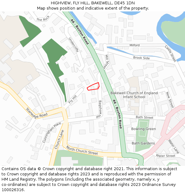 HIGHVIEW, FLY HILL, BAKEWELL, DE45 1DN: Location map and indicative extent of plot