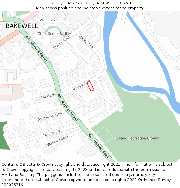 HILDENE, GRANBY CROFT, BAKEWELL, DE45 1ET: Location map and indicative extent of plot