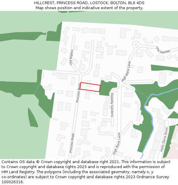 HILLCREST, PRINCESS ROAD, LOSTOCK, BOLTON, BL6 4DS: Location map and indicative extent of plot