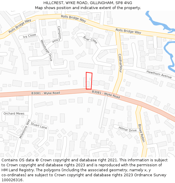 HILLCREST, WYKE ROAD, GILLINGHAM, SP8 4NG: Location map and indicative extent of plot