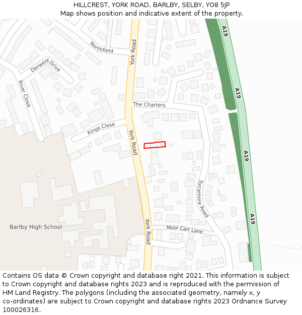 HILLCREST, YORK ROAD, BARLBY, SELBY, YO8 5JP: Location map and indicative extent of plot