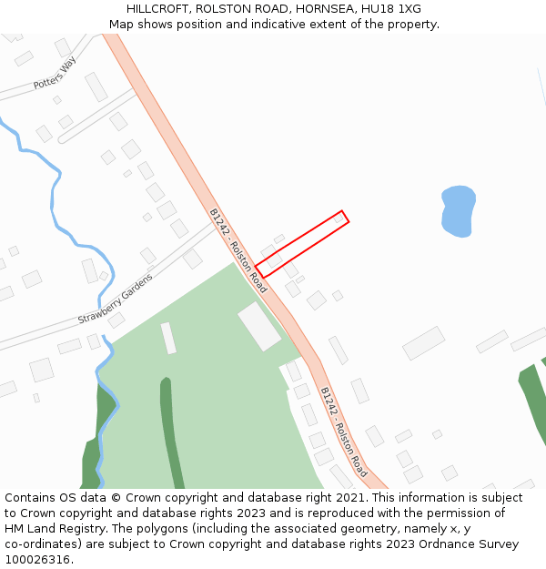 HILLCROFT, ROLSTON ROAD, HORNSEA, HU18 1XG: Location map and indicative extent of plot