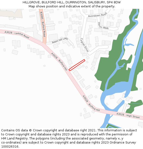HILLGROVE, BULFORD HILL, DURRINGTON, SALISBURY, SP4 8DW: Location map and indicative extent of plot