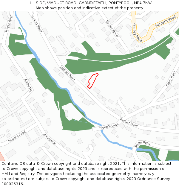 HILLSIDE, VIADUCT ROAD, GARNDIFFAITH, PONTYPOOL, NP4 7NW: Location map and indicative extent of plot