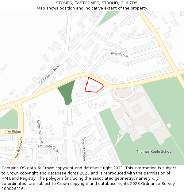 HILLSTONES, EASTCOMBE, STROUD, GL6 7DY: Location map and indicative extent of plot