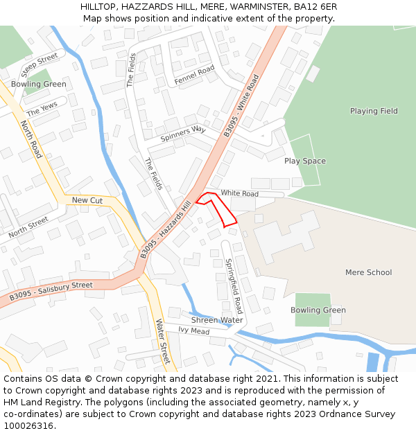 HILLTOP, HAZZARDS HILL, MERE, WARMINSTER, BA12 6ER: Location map and indicative extent of plot