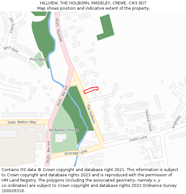 HILLVIEW, THE HOLBORN, MADELEY, CREWE, CW3 9DT: Location map and indicative extent of plot