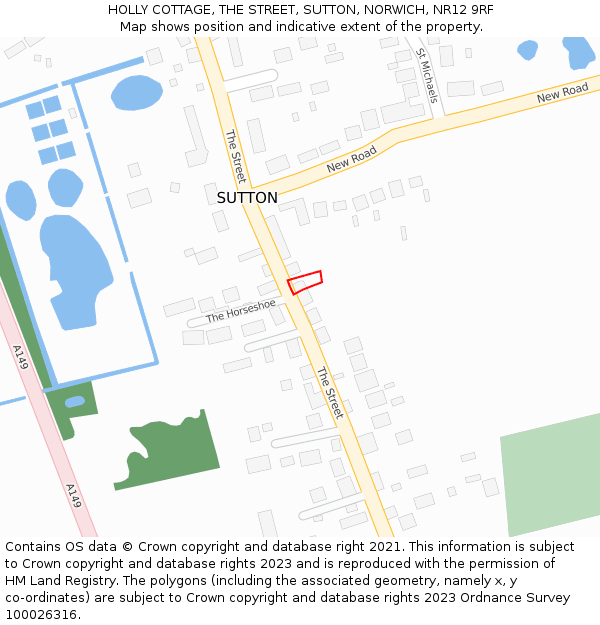 HOLLY COTTAGE, THE STREET, SUTTON, NORWICH, NR12 9RF: Location map and indicative extent of plot